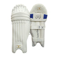 Castle white Limited Edition batting pads showing front padding and rear straps