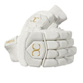Castle white cricket batting gloves with gold logo detailing
