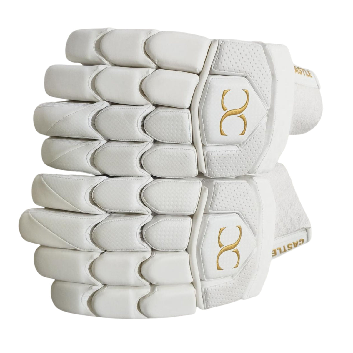Castle white and gold cricket batting gloves